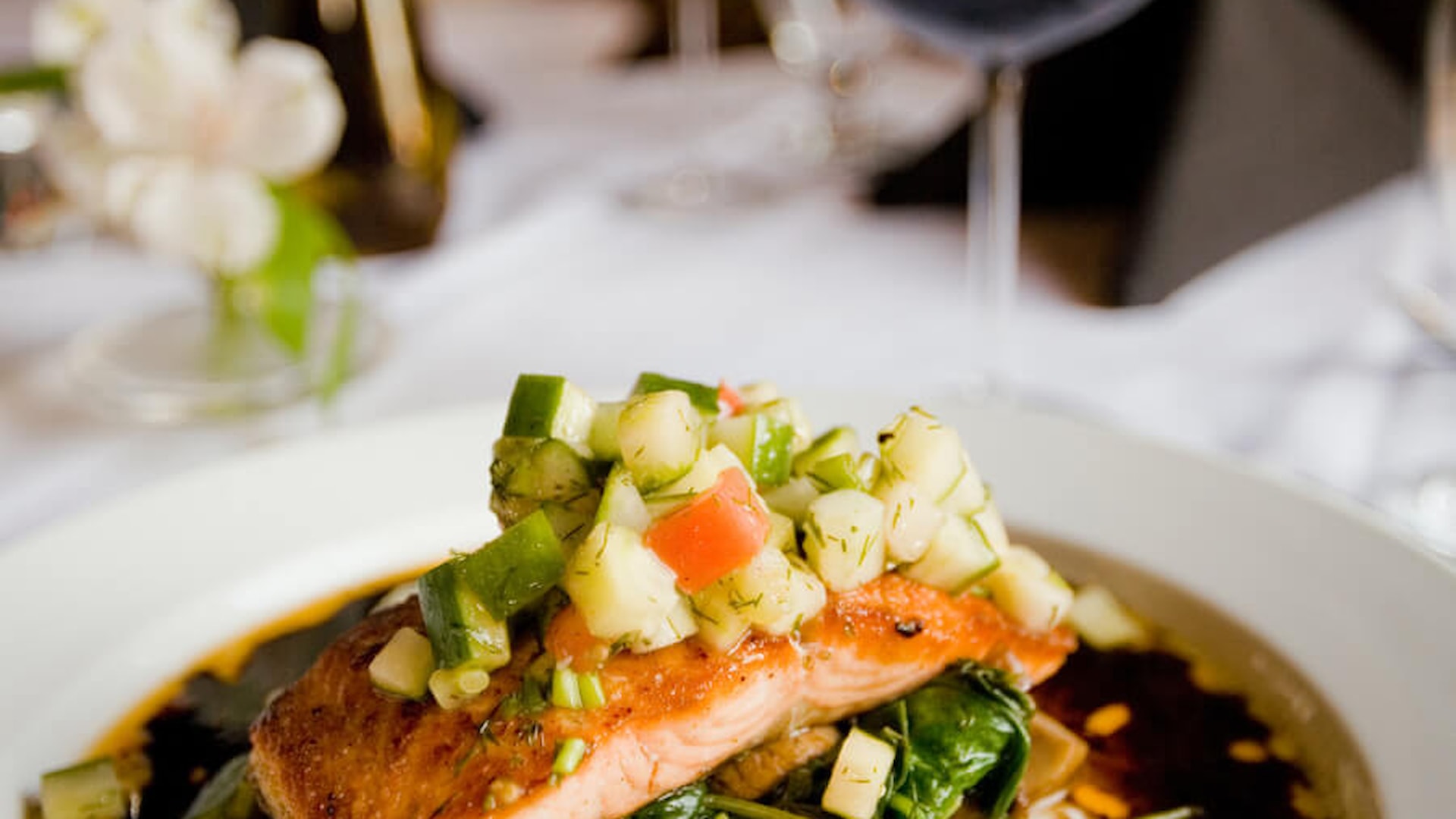 Grilled Salmon Salad With Lime and Herbs Recipe
